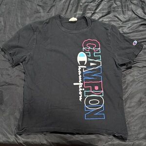 Champion Black T-Shirt with Colorful Logo